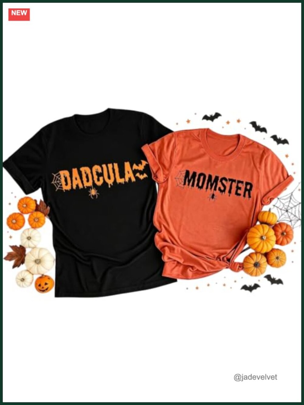 Momster Dadcula Halloween Couples Matching T-Shirt Rayon